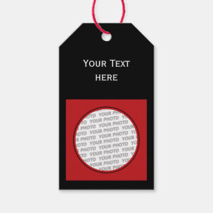 Het vierkante rood van het Lijst + uw foto, tekst Cadeaulabel