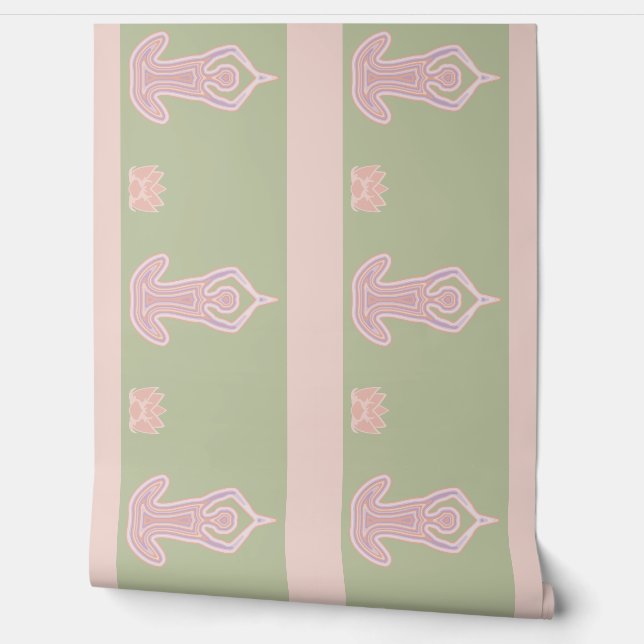 Het vinden van Nirvana Wallpaper Rand Sage Groene  Behang (Afrollen)