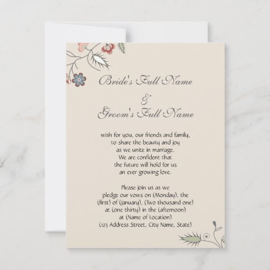 Het vintage Bloemen Scherpen Kaart (Achterkant)