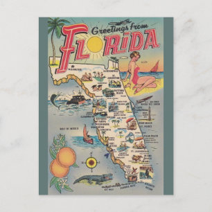 Het vintage Briefkaart van de Kaart van Florida