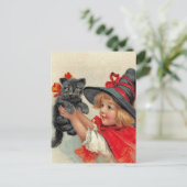 Het vintage Briefkaart van Halloween - Meisje & (Staand voorkant)