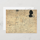 Het vintage Briefkaart van het Handschrift (Voorkant / Achterkant)