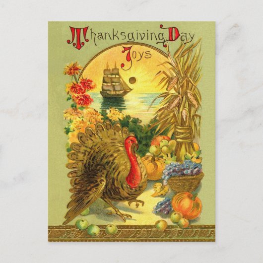 Het vintage Briefkaart van Thanksgiving day (Voorkant)
