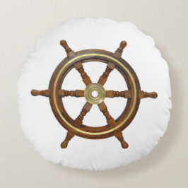 Het vintage Houten Wiel van het Schip Rond Kussen