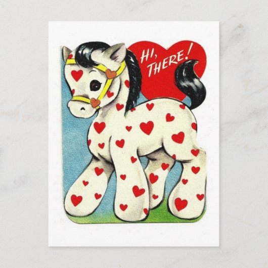 Het vintage Pony van Valentijn Feestdagenkaart (Voorkant)