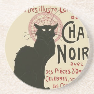 Het vintage Poster van Ce Soir Le Chat Noir Zandsteen Onderzetter