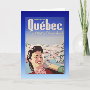 Het vintage poster van de Ski, Quebec, de Feestdagen Kaart