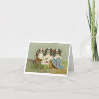 Het Vintage Puppy van de kerstkaart Feestdagen Kaart