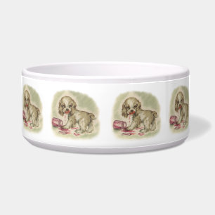 Het vintage Puppy van de Kunst van het Puppy in de Voerbakje