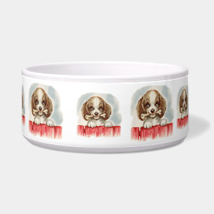 Het vintage Puppy van de Kunst van het Puppy met Voerbakje