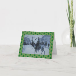 Het vintage Rendier w/snowman van de westerne Feestdagen Kaart