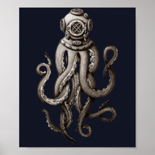 Het vintage Retro Grafische Ontwerp van de Octopus Poster