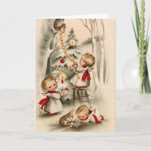 Het vintage Retro Wenskaart van Kerstmis Feestdagen Kaart