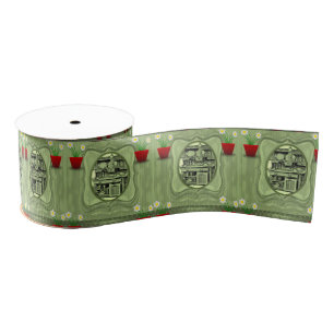 het vintage rode lint van de bloempot