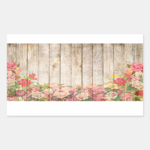 Het vintage Rustieke Romantische Hout van Rozen Rechthoekige Sticker