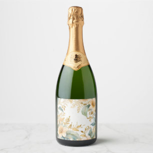 het vintage stijl bloem champagnefles label sparkling wijnetiket