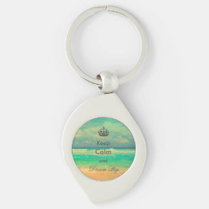 het vintage strand "houdt het Kalme Grote" citaat Sleutelhanger