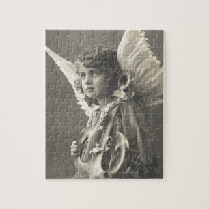 Het vintage Symbool van de Engel van het Meisje Legpuzzel