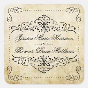 Het Vintage Wedding Collectie Vierkante Sticker