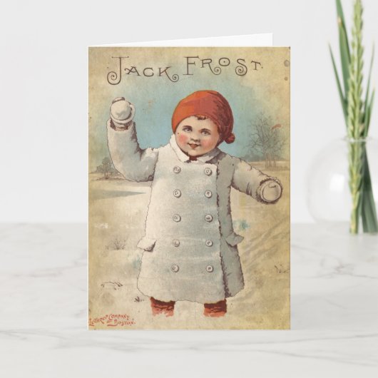 Het vintage Wenskaart van de Winter van Jack Frost Kaart (Voorkant)