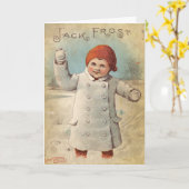Het vintage Wenskaart van de Winter van Jack Frost Kaart (Gele Bloem)