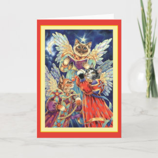 Het vintage Wenskaart van Kerstmis van Katten Feestdagen Kaart