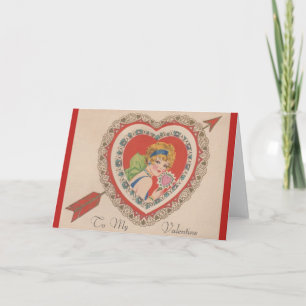 Het vintage Wenskaart van Valentijn van de Vin Feestdagen Kaart