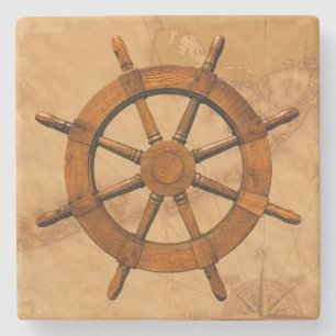Het vintage Wiel van het Schip Stenen Onderzetter