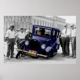 Het vintage Zwarte & Witte Antiek AutoWrak van de Poster