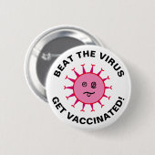 Het virus krijgt gevaccineerde Button (2,25 inch) (Voorkant /achterkant)