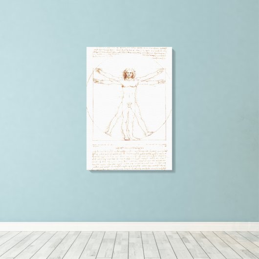 Het Vitruviaanse Man van Leonardo da Vinci (circa  Canvas Afdruk (Insitu (Houten vloer))