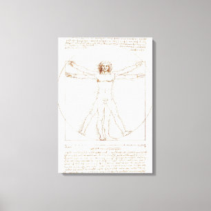 Het Vitruviaanse Man van Leonardo da Vinci (circa Canvas Afdruk