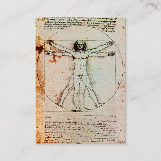 HET VITRUVIAN MAN Antiek Perkamentvaartuig Visitekaartje (Achterkant)