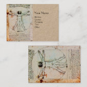 HET VITRUVIAN MAN Antiek Perkamentvaartuig Visitekaartje (Voorkant / Achterkant)