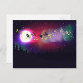 Het vliegen Kerstman over Dageraad Borealis Feestdagenkaart (Voorkant / Achterkant)