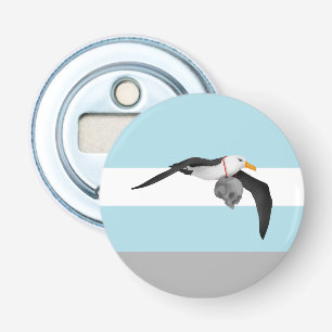 Het vliegen met Albatros op de menselijke schedel Button Flesopener