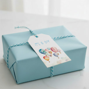Het vliegen van hete luchtballons is een jongenspr cadeaulabel