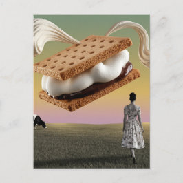 Het vliegende chocolade marshmellow cracker desser briefkaart