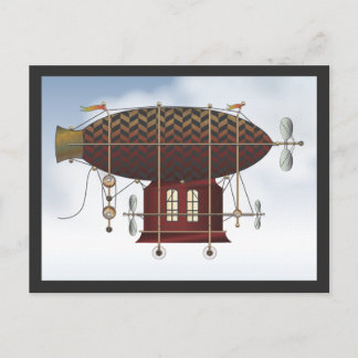 Het vliegveld Petite Rouge Steampunk Flying Machin Briefkaart