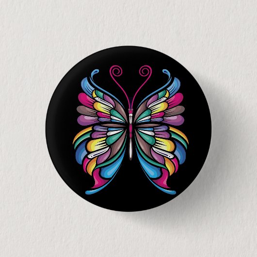 Het vlinderontwerp ronde button 3,2 cm (Voorkant)