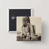 Het "Vocal Memnon", kolossaal beeld van Amenhotep Vierkante Button 5,1 Cm (Voorkant /achterkant)