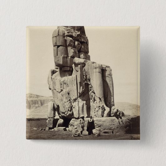Het "Vocal Memnon", kolossaal beeld van Amenhotep Vierkante Button 5,1 Cm (Voorkant)