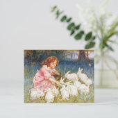 Het voeden van konijnen briefkaart (Staand voorkant)