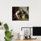Het voeden van konijnen poster (Thuiskantoor)