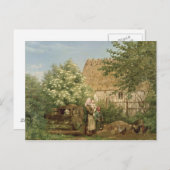 Het voederen van kippen briefkaart (Voorkant / Achterkant)