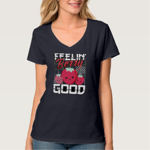 Het voelen van bessen goed, grappig fruit, aardbei t-shirt
