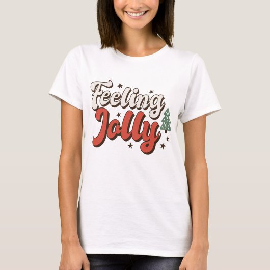 Het voelen van Jolly Retro Kerstmis T-shirt (Voorkant)