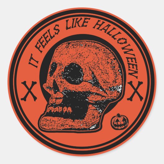 Het voelt als Halloween-Skull Cross-botten Ronde Sticker (Voorkant)