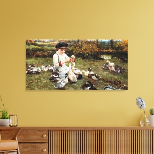 Het voer van de Eenden Canvas Afdruk (Insitu (Woonkamer))