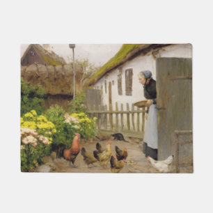 Het voeren van de Kippen (door H.A. Brendekilde) Deurmat